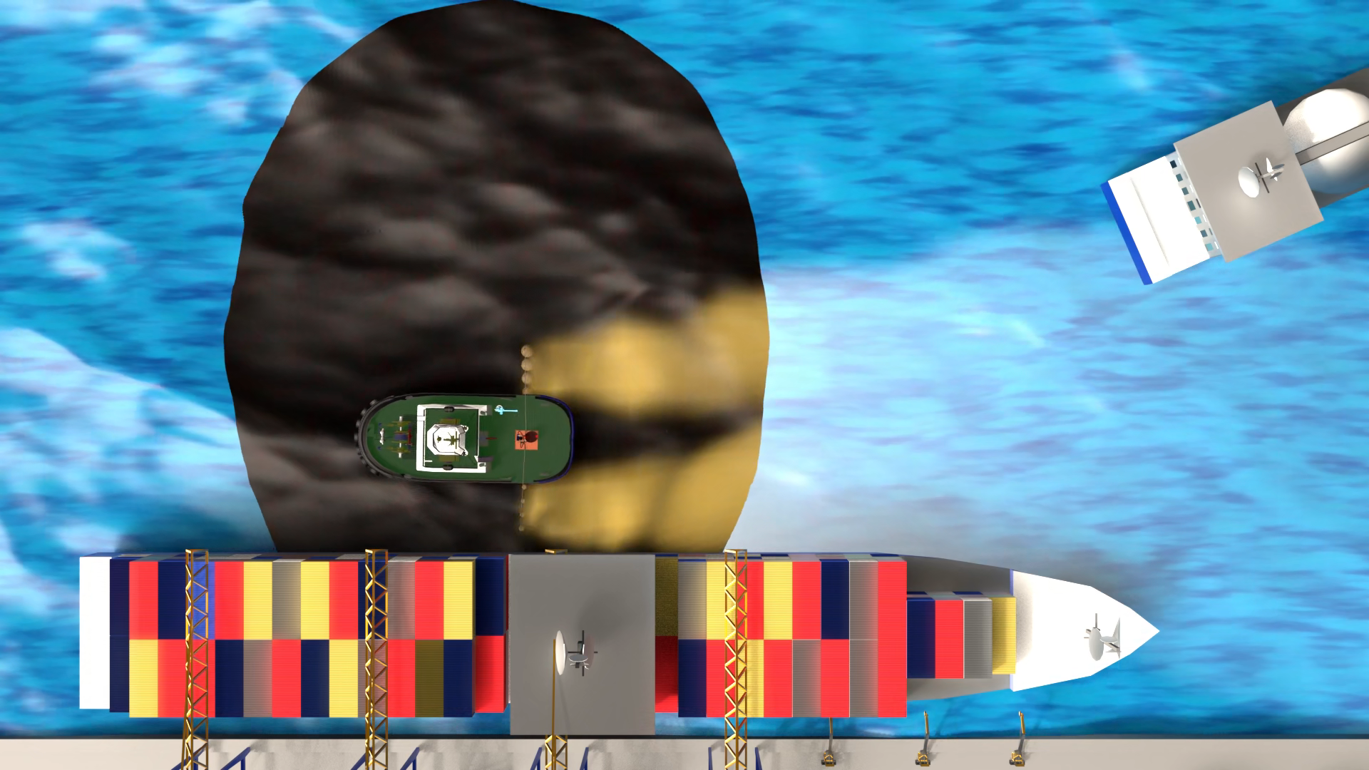 3d-модель буксира с системой распыления в действии / Фото: