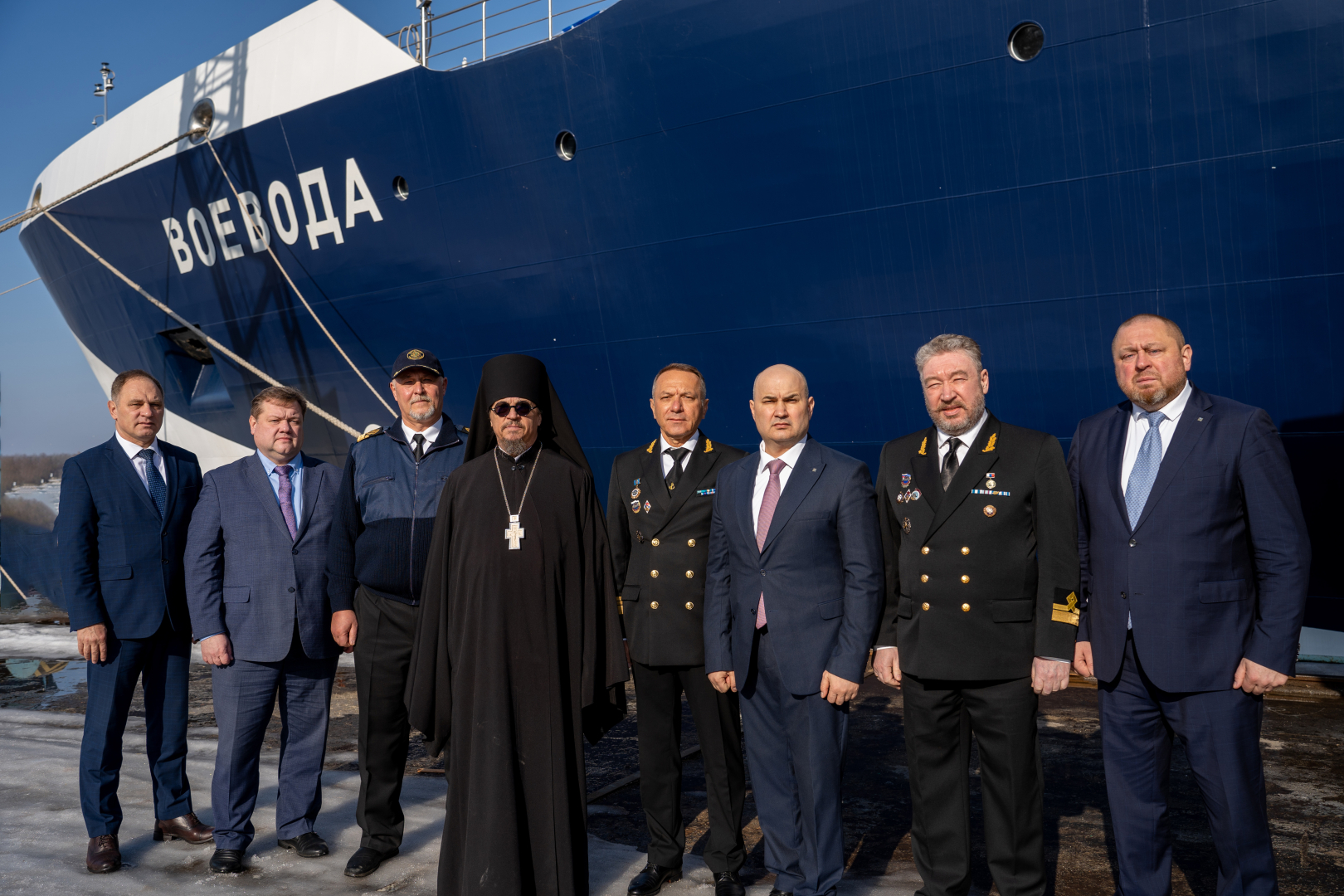 На головном судне проекта 23700 «Воевода» поднят российский флаг / Фото: