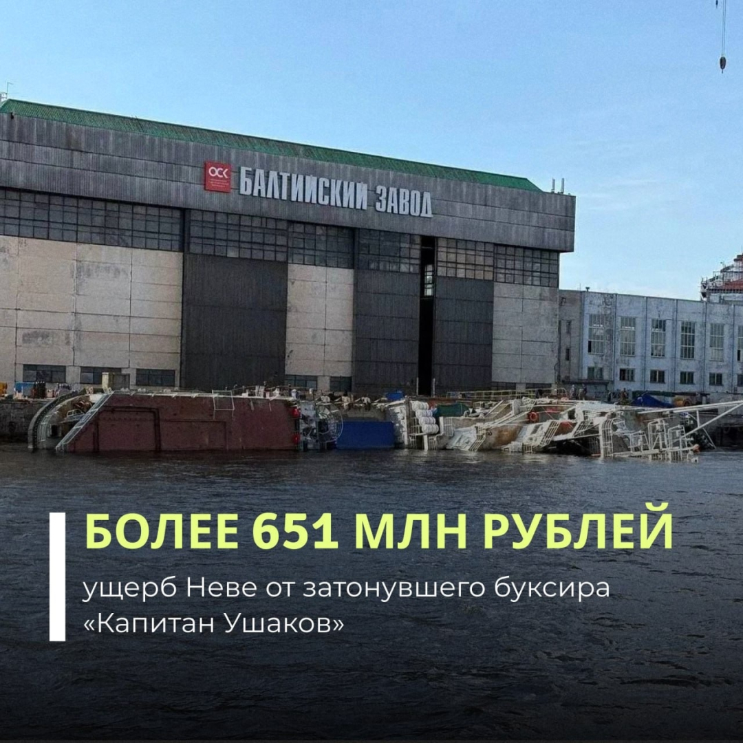 Названа сумма ущерба экологии Невы от полузатонувшего буксира «Капитан Ушаков» / Фото: Росприроднадзор
