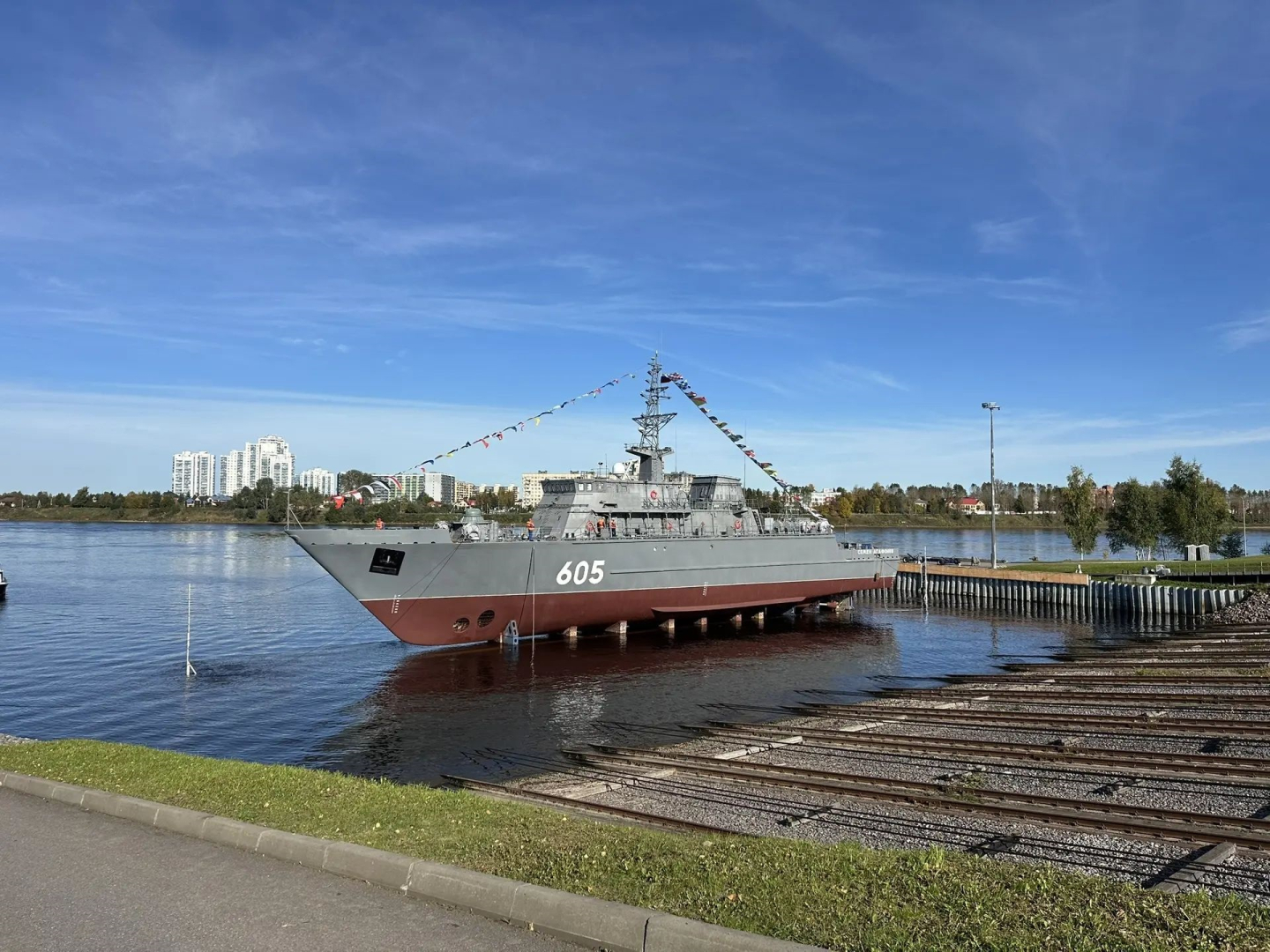 Спущен на воду морской тральщик «Семен Агафонов» проекта 12700 / Фото: пресс-служба ОСК