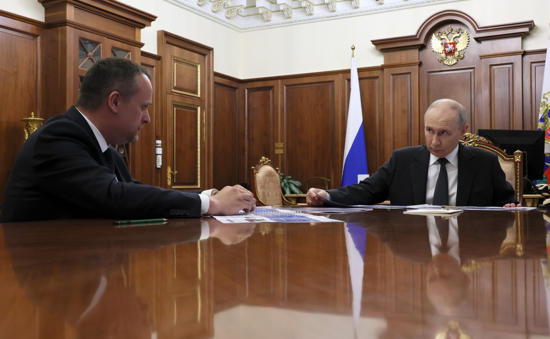Президент России Владимир Путин провёл рабочую встречу с министром транспорта РФ Андреем Никитиным / Фото: Пресс-служба президента России